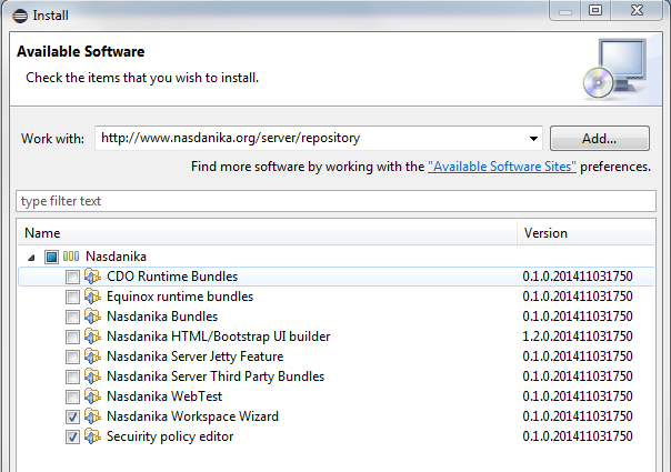 Install Nasdanika Workspace Wizard and Security Policy Editor