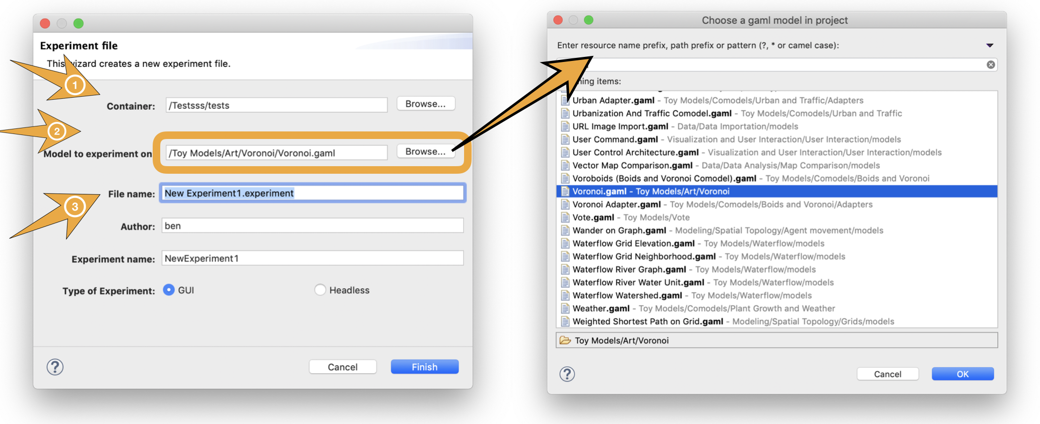 Dialog box to create a new experiment file.