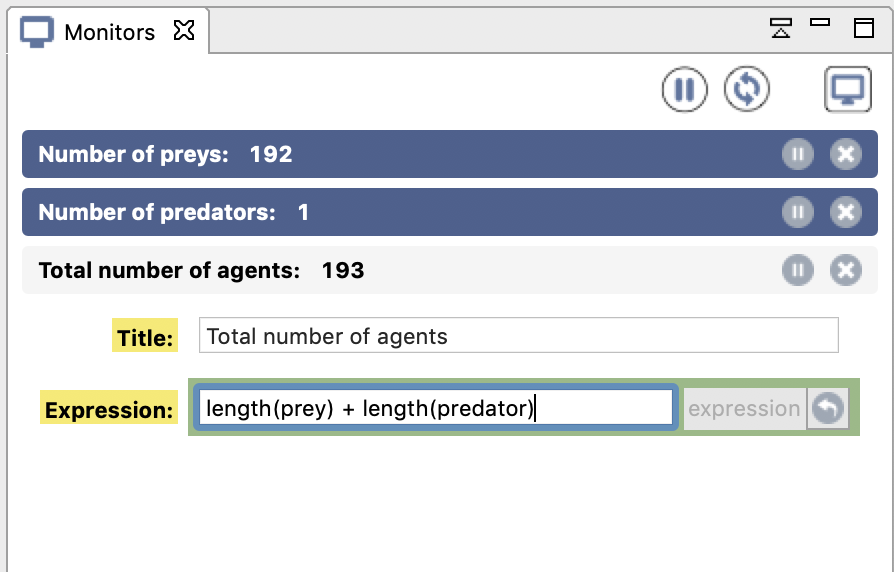 Creation of a monitor for the total number of agents in the simulation.