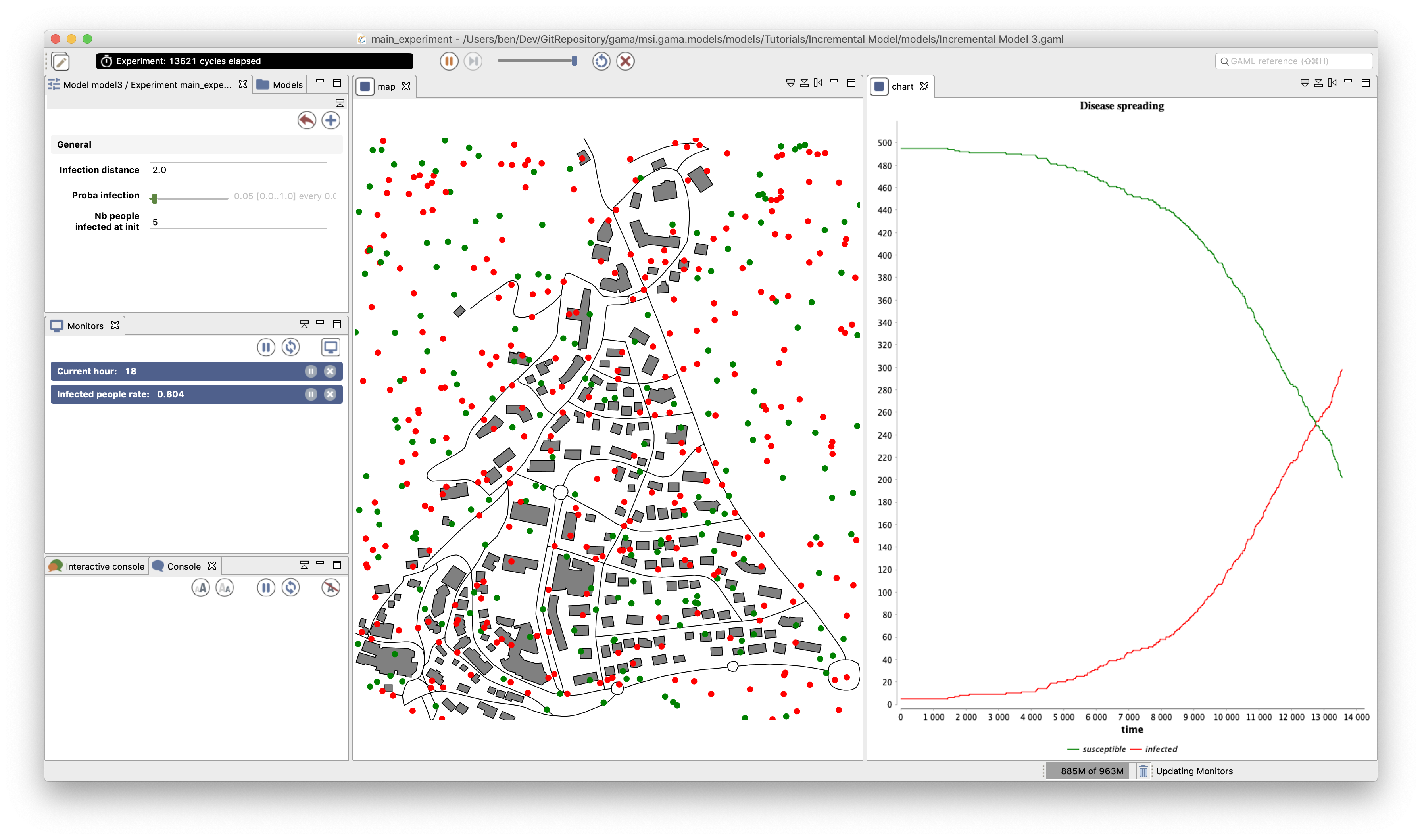 Incremental model 3: integration of shapefile data inside the model.