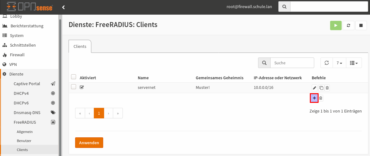 OPNsense FreeRADIUS Clients