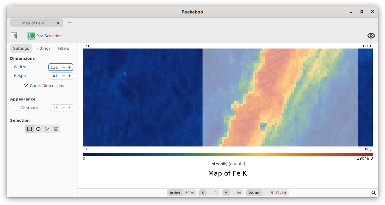 Selecting a cropped subset of a data set